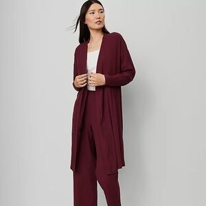 Ann Taylor Burgundy Long Cardigan